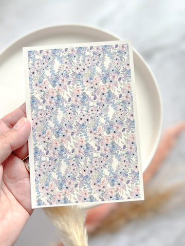 1 Sheet, Approx 13x90cm, Floral Print Water Decal Image Transfer for Polymer Clay / Ceramics